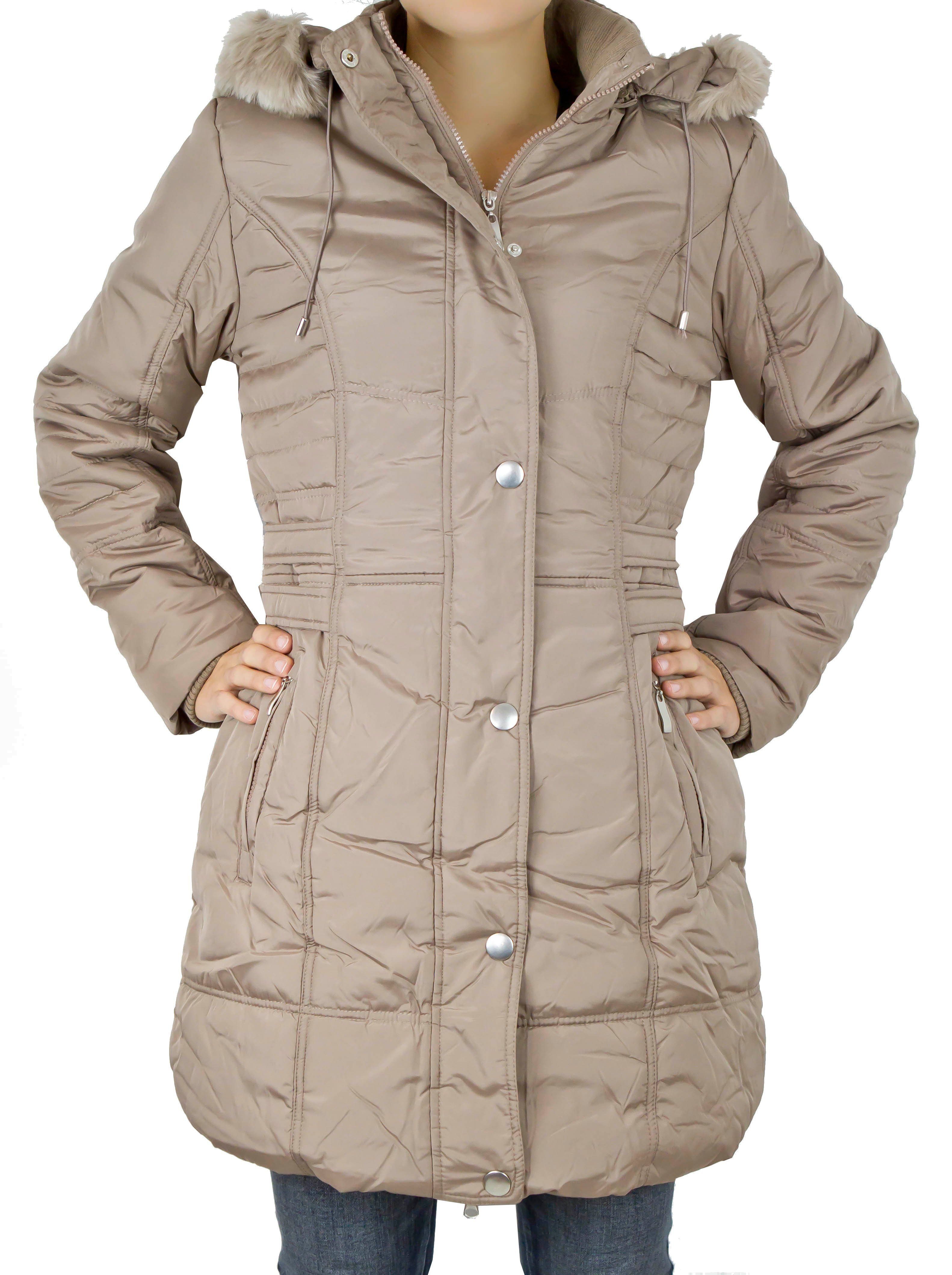 AvaMia Wintermantel Damen Wintermantel mit Kapuze und Flauschigen Teddybär Innenfutter Frauen Damenwintermantel Schwarz Rot Beige Braun