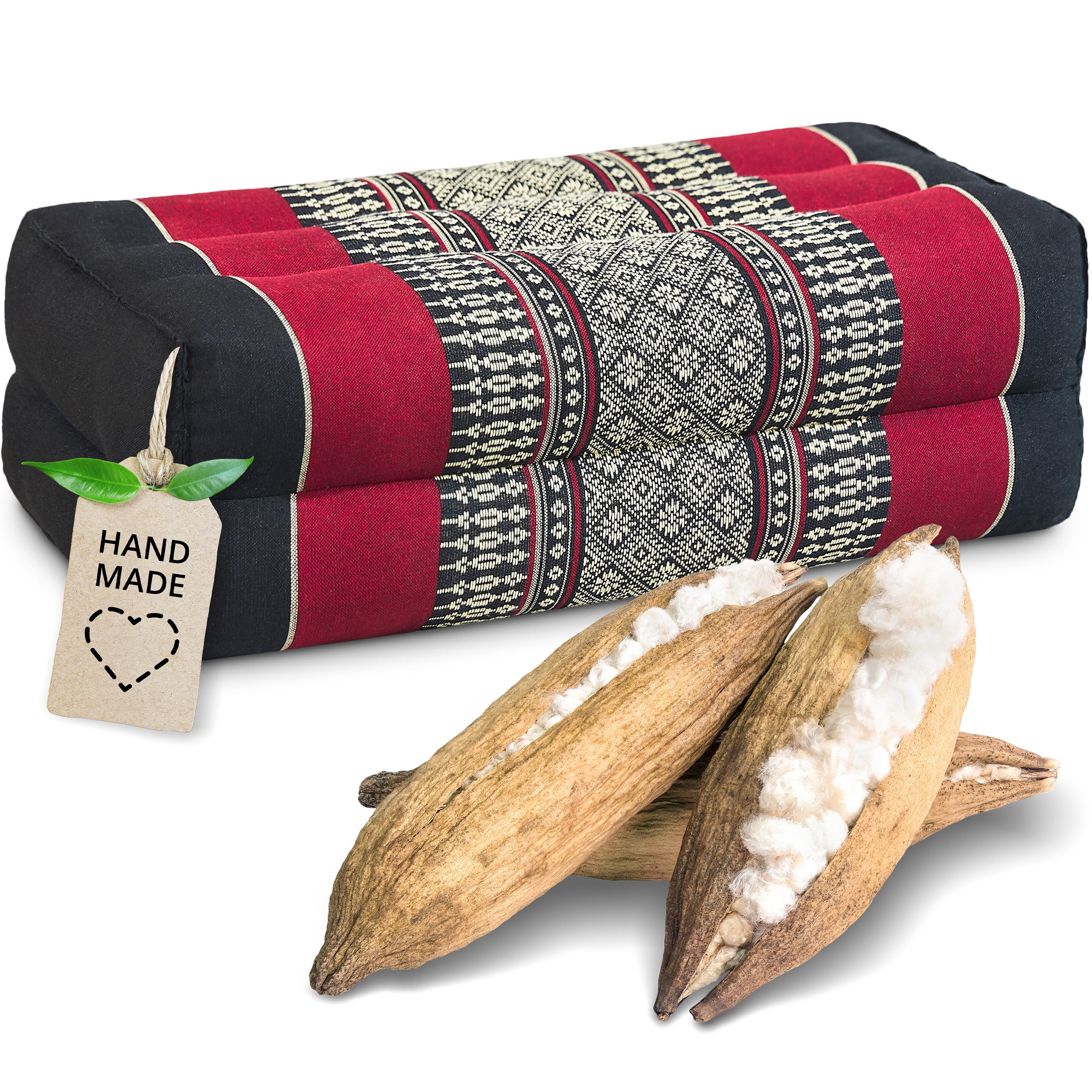 livasia Stützkissen Yogakissen (Classic) vegan und handgefertigt, 17x34x12cm, Kapok