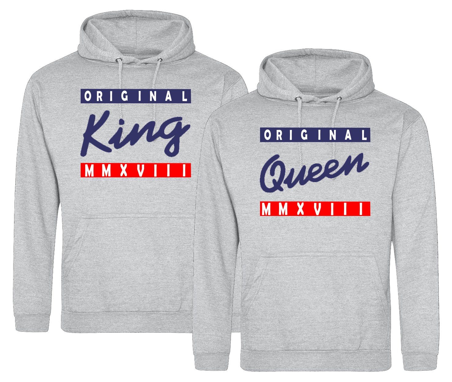 Couples Shop Kapuzenpullover King & Queen Hoodie Pullover für Paare mit modischem Print