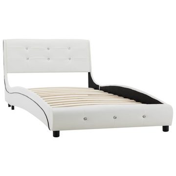 vidaXL Bett Bett mit Matratze Weiß Kunstleder 90 x 200 cm