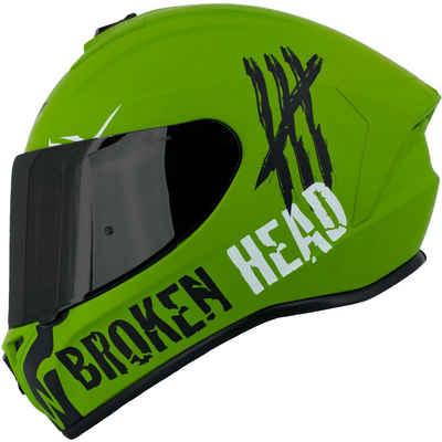 Broken Head Motorradhelm (Set-Artikel, Mit klarem und schwarzem Visier), Krasse Militär-Optik