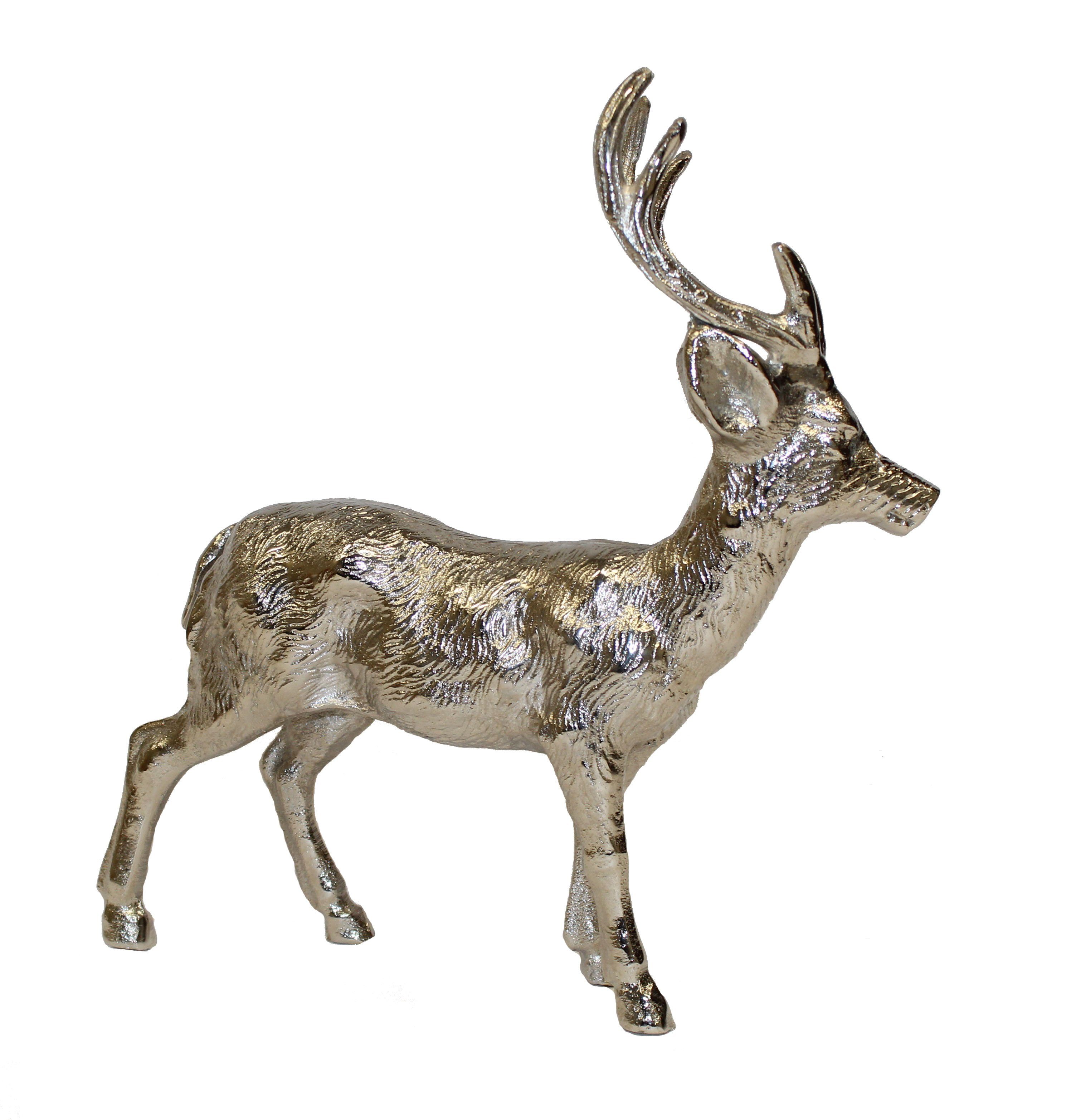 Wurm Weihnachtsfigur XL Hirsch aus Metall silber 33 cm breit x 35 cm hoch x 9 cm tief