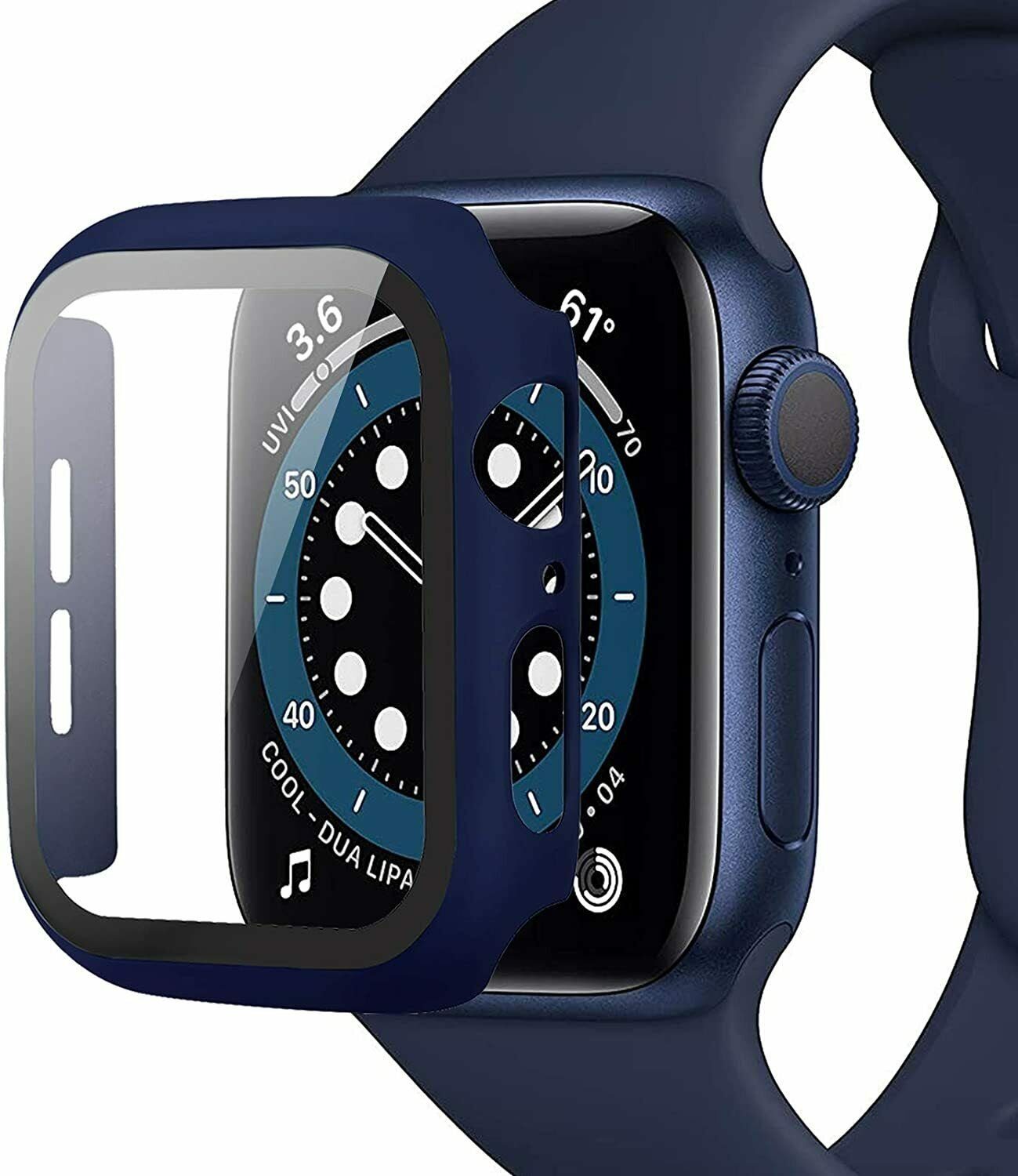 MSM Smartwatch-Hülle Hülle für Apple Watch Series 4 5 6 SE Case 40mm 44mm Schutzglas 9H
