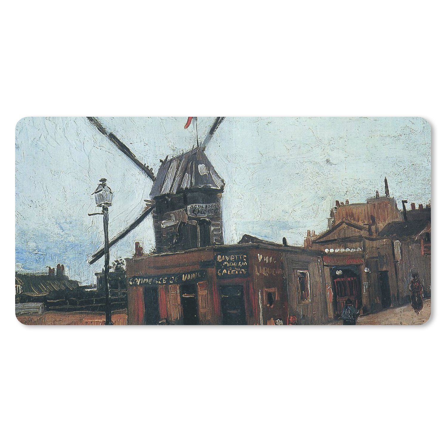 MuchoWow Mauspad Schreibtischunterlage Die Mühle der Galette - Vincent van Gogh - XXL (1-St), Mousepad Computer Mousepads - Maus Mat - Pad - Mausunterlage