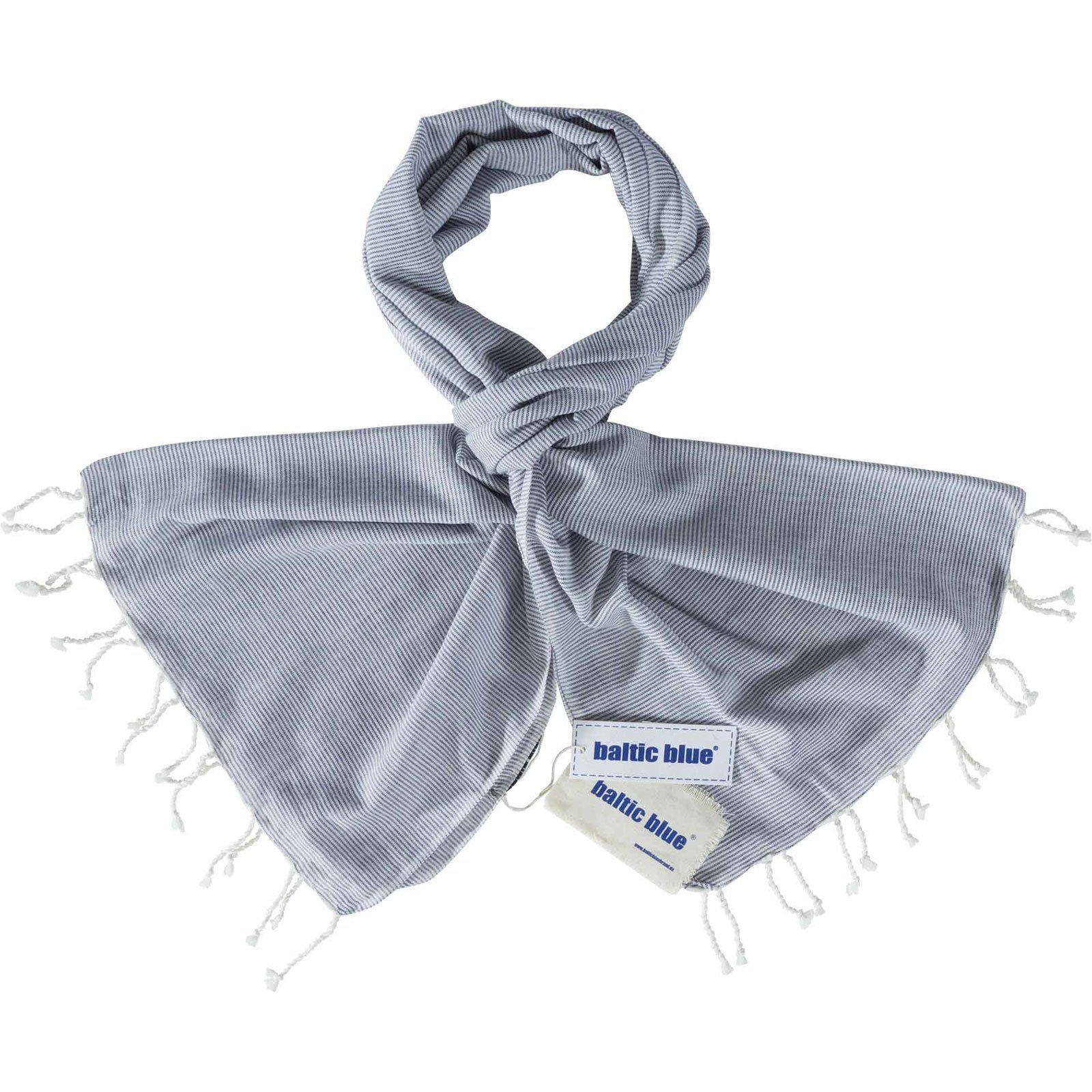 baltic blue Schal, Unisex Tuch Silke mit Streifen Blau-Weiß - Streifenschal Modeschal ca. 70x200 cm hellblau