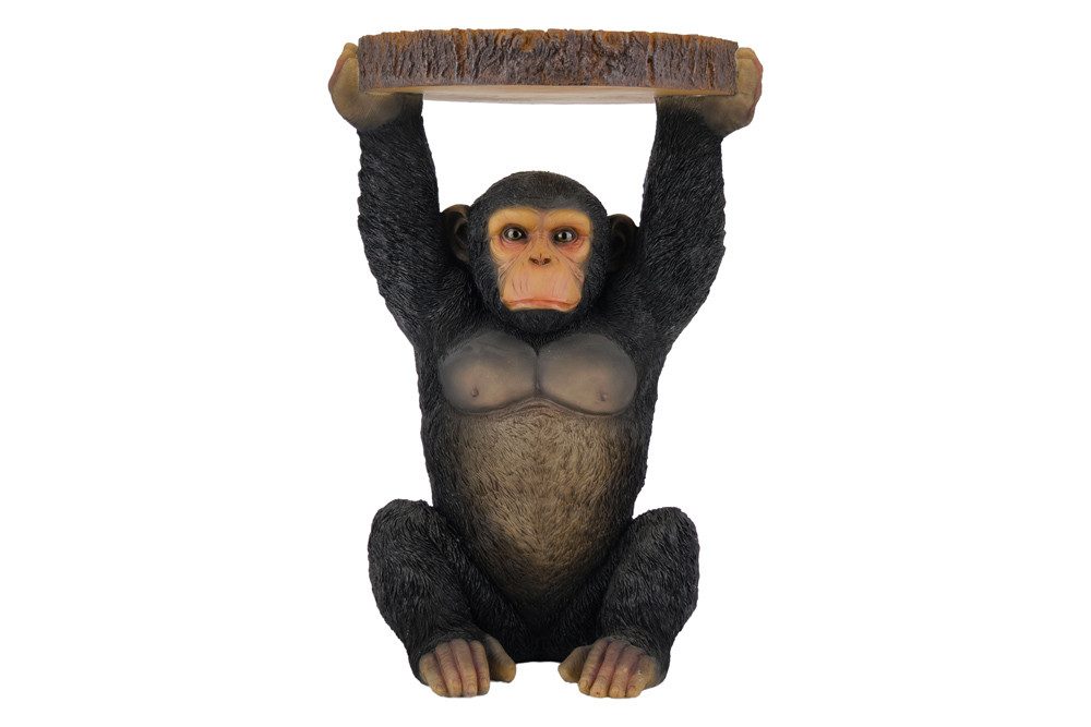 riess-ambiente Beistelltisch MONKEY 55cm schwarz/grau - Affe, Skulptur, handgefertigt, modern, rund (Einzelartikel, 1-St), Tropischer Ablagetisch - ideal als de – Bild 2 von 5