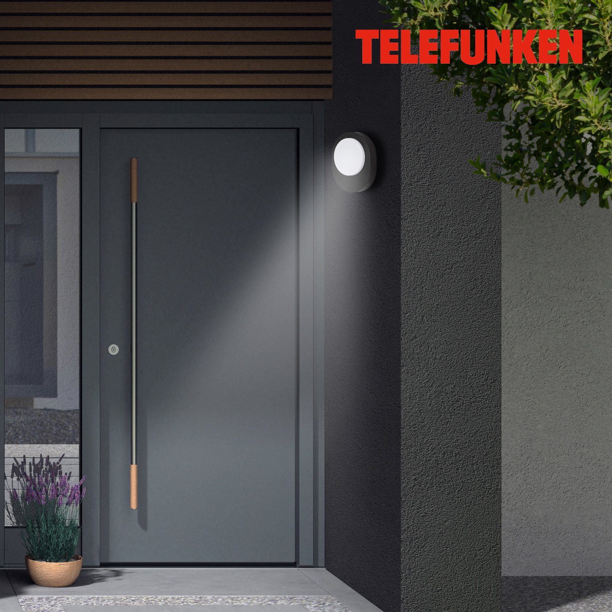Telefunken LED Außen-Wandleuchte 800lm Außenleuchte Wand 24,4x20x6cm 8W fest 4000K 312005TF, verbaut, Neutralweiß, LED IP44
