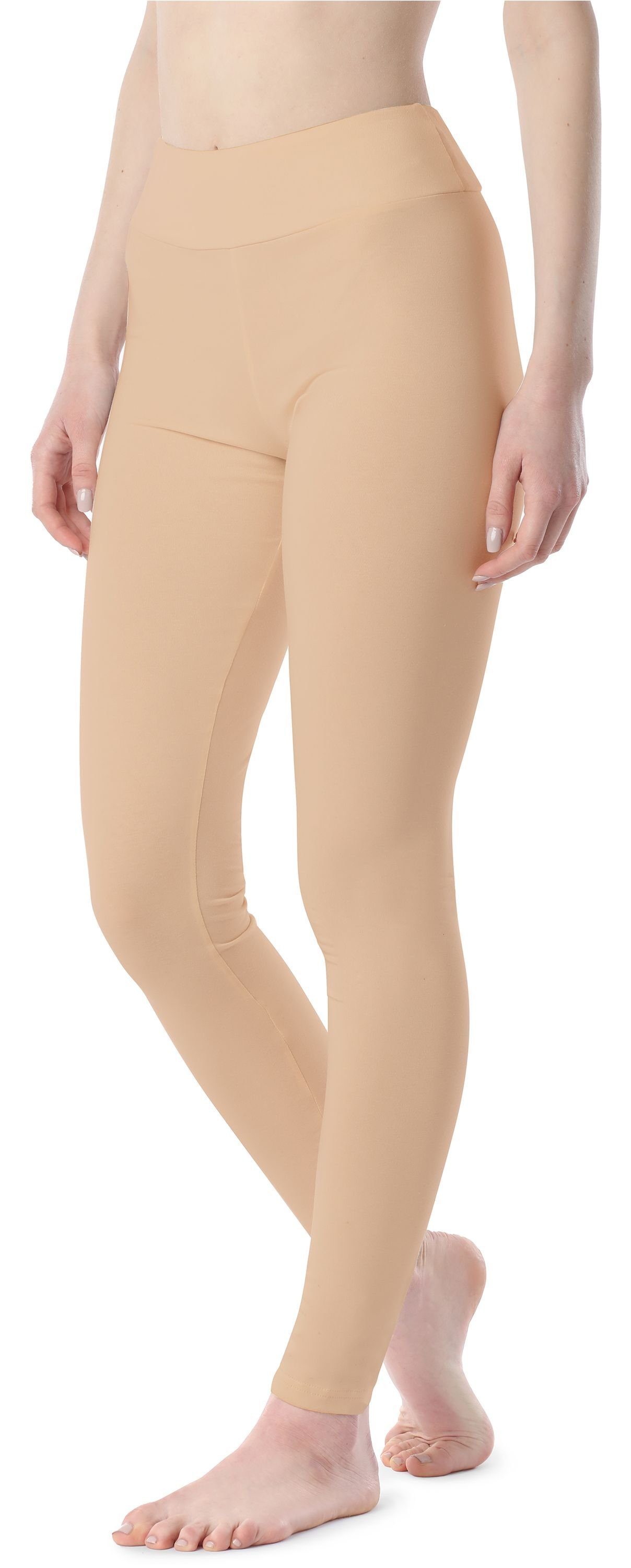 Merry Sand (1-tlg) Lange Baumwolle MS10-429 Bund Style Leggings Damen aus elastischer Leggings