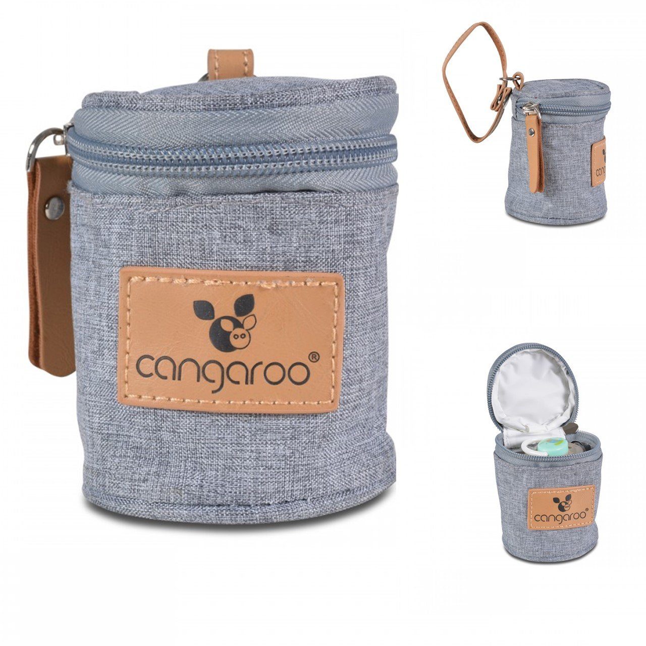 Cangaroo Schnuller Thermobox Schnullertasche Celio, mit Griff, für Schnuller und Beißring grau