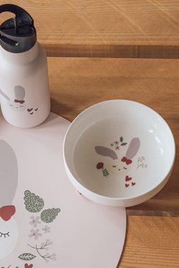 kikadu Kinderschüssel Schale Hase Rosé, Porzellan und Silikon, BPA-frei, (1-tlg), aus Weichporzellan mit Saugmatte