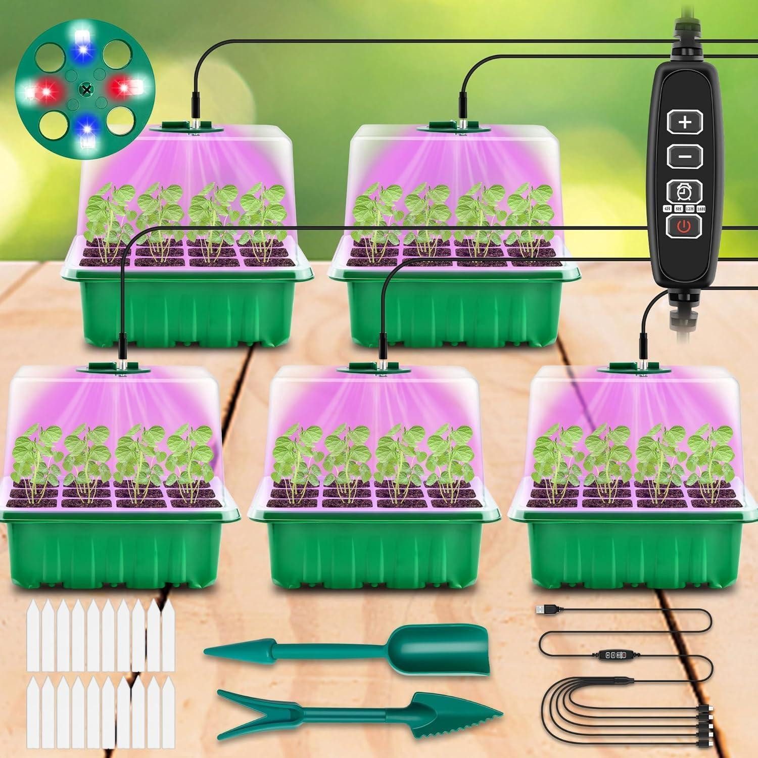 LuxusKollektion Gitterfolie Growbox Komplettset mit Pflanzenlampe 5x Zimmergewächshaus