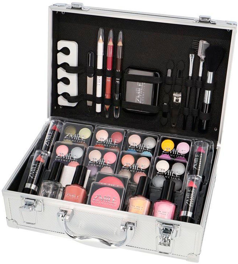 Manicure, Schminkkoffer Kosmetik-Koffer 58-tlg., Make-Up COSMETICS einem French in ZMILE vegane Alul-Optik gefüllten Kosmetik, leichter in