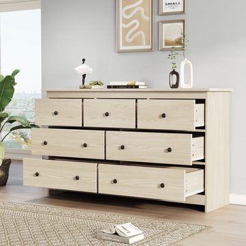 BlingBin Sideboard Anrichte Schrank (140*40*82cm), 7 Schubladen, exquisites Muster der Tischplatte