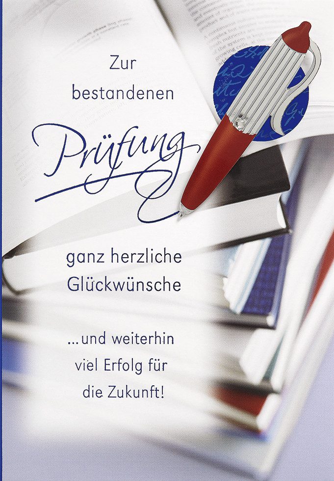Perleberg Grußkarten Prüfung Glückwunschkarte im Format 115x17cm mit Umschlag uniq3
