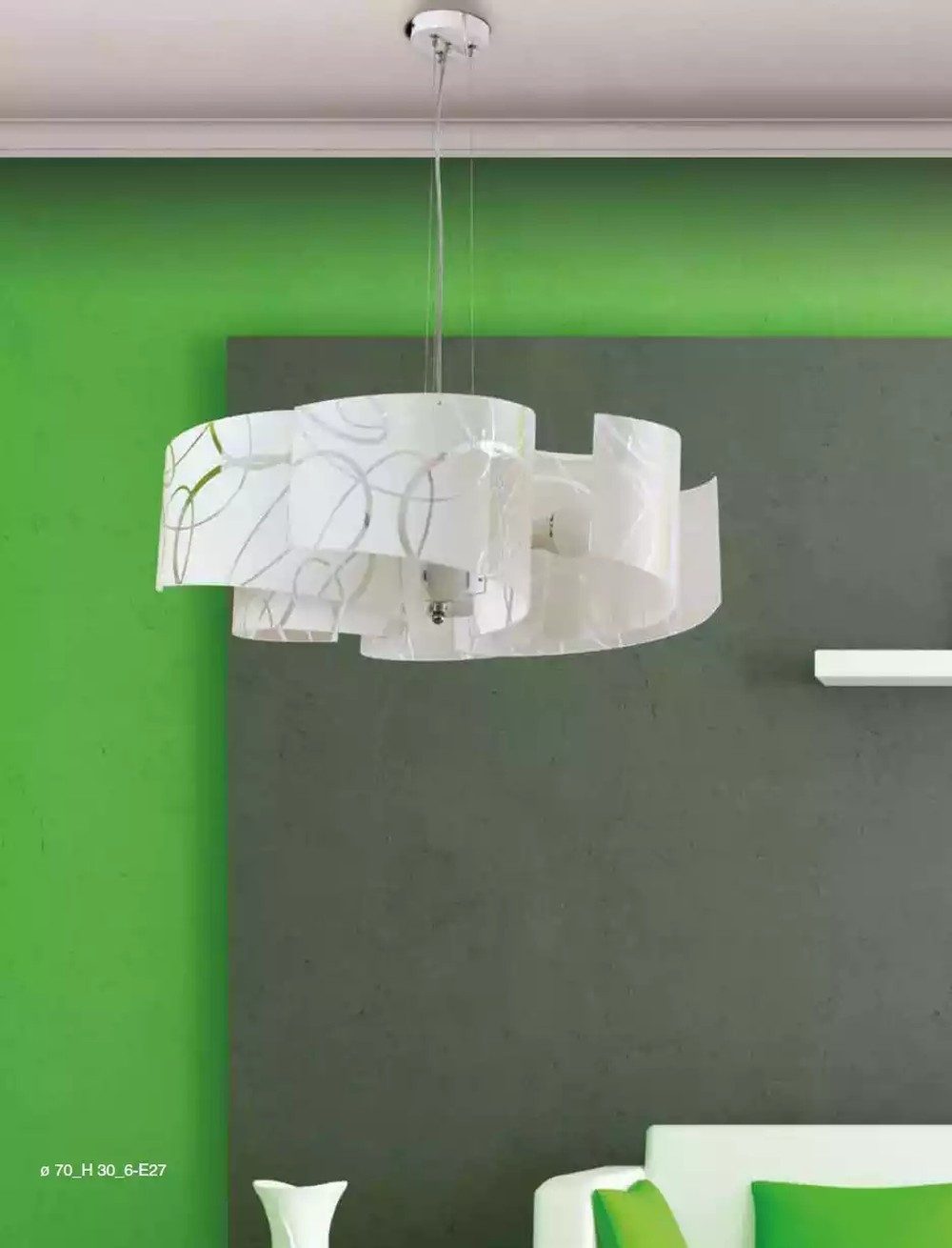 JVmoebel Kronleuchter Moderner weißer Hängeleuchter aus Metall mit elegantem Design, Leuchtmittel wechselbar, Made in Europa