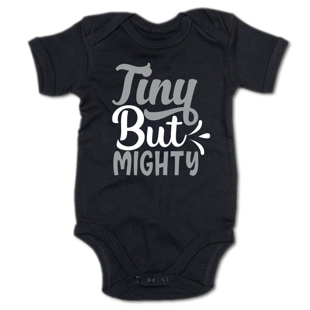 Ggraphics Kurzarmbody Tiny but mighty Baby Body mit Spruch / Motiv