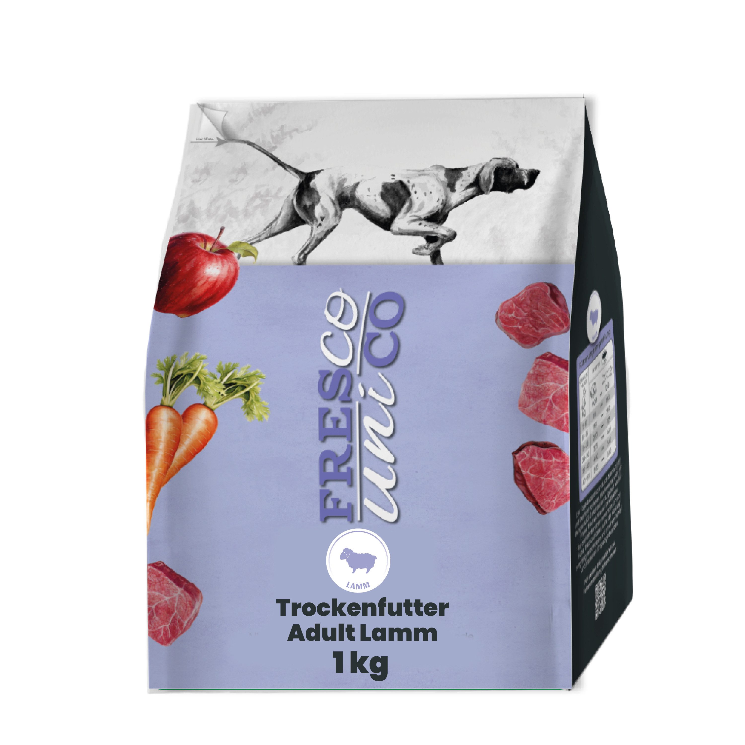 Fresco Dog unico Premium Hundefutter trocken Lamm, Für sensible Hunde, Trockenfutter für: Hunde, Getreidefrei, hypoallergen, 70% Frischfleisch