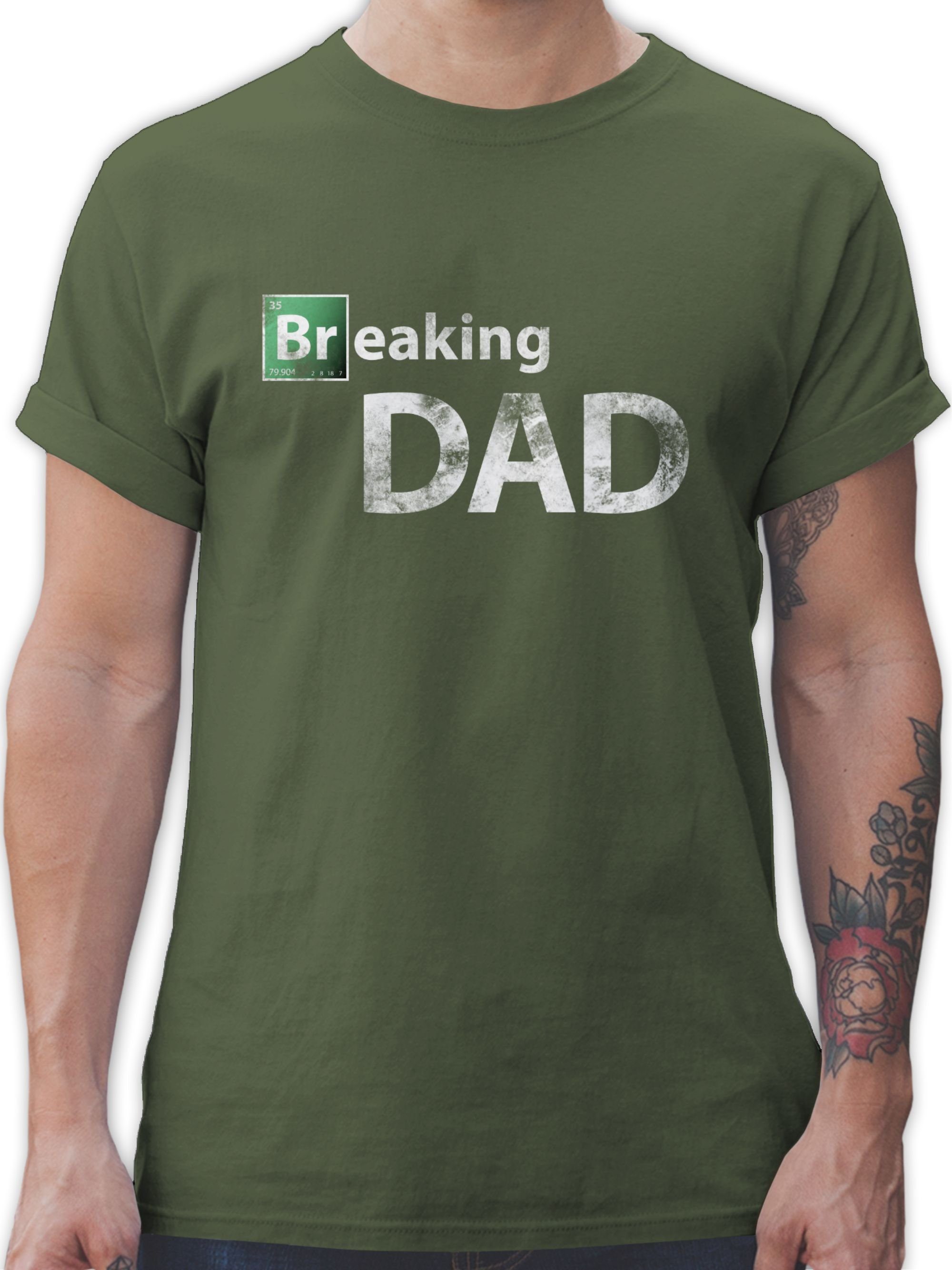 Shirtracer T-Shirt Breaking Dad Vatertag Geschenk für Papa 3 Army Grün