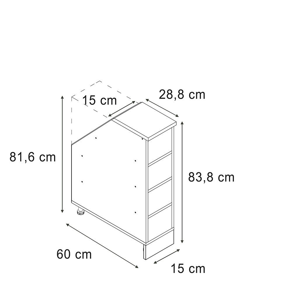 Vicco Kommode Rion, Goldkraft Eiche, 15 x 81.8 cm mit 4 Fächern, Schrankkorpus 6... (1 St)