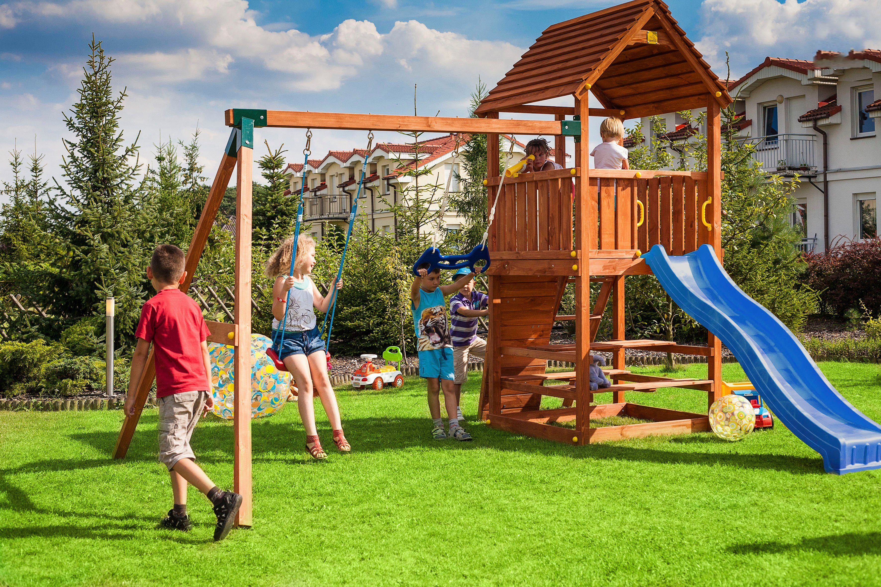 FUNGOO Spielturm JOY Move+ Step On Free Time, mit Schaukel & Rutsche, FSC® - schützt Wald