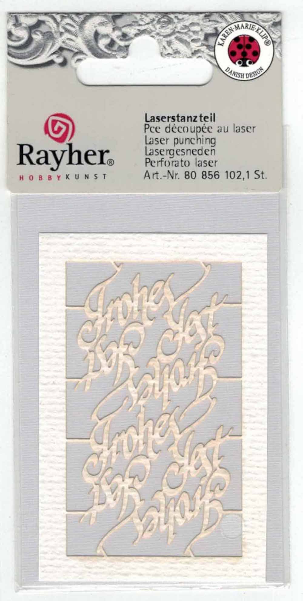 Rayher Zeichenpapier Laserstanzteil 'Frohes Fest' 7,5x5cm Weiß