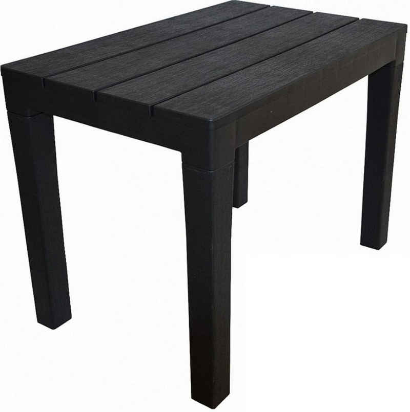 Progarden Beistelltisch Schwarz (1-St., Tisch oder Sitzbank), Kunststoff, 60x40 cm, Wetterfest, Holzoptik