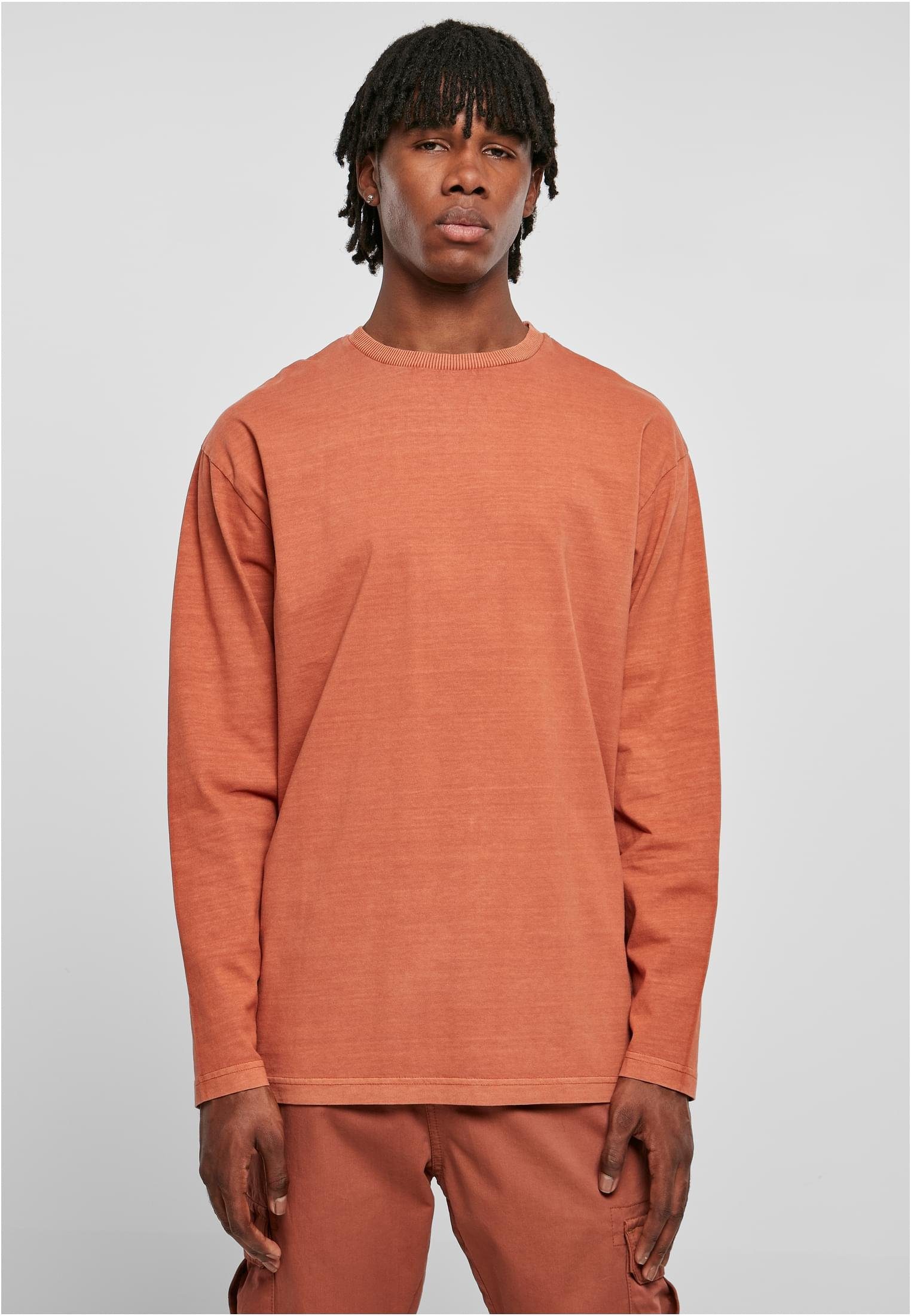 URBAN CLASSICS T-Shirt Herren Heavy Oversized Garment Dye Longsleeve (1-tlg) terracotta