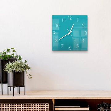 DEQORI Wanduhr 'Unifarben - Türkis' (Glas Glasuhr modern Wand Uhr Design Küchenuhr)