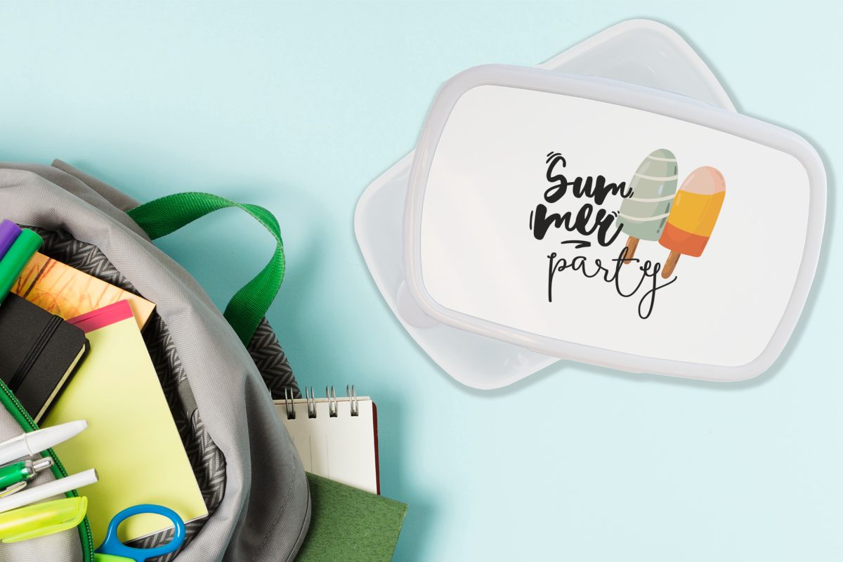 Kunststoff, Sommer Jungs Brotbox Kinder - und weiß und Grau, (2-tlg), Brotdose, Eiscreme - Lunchbox Erwachsene, Mädchen für MuchoWow für