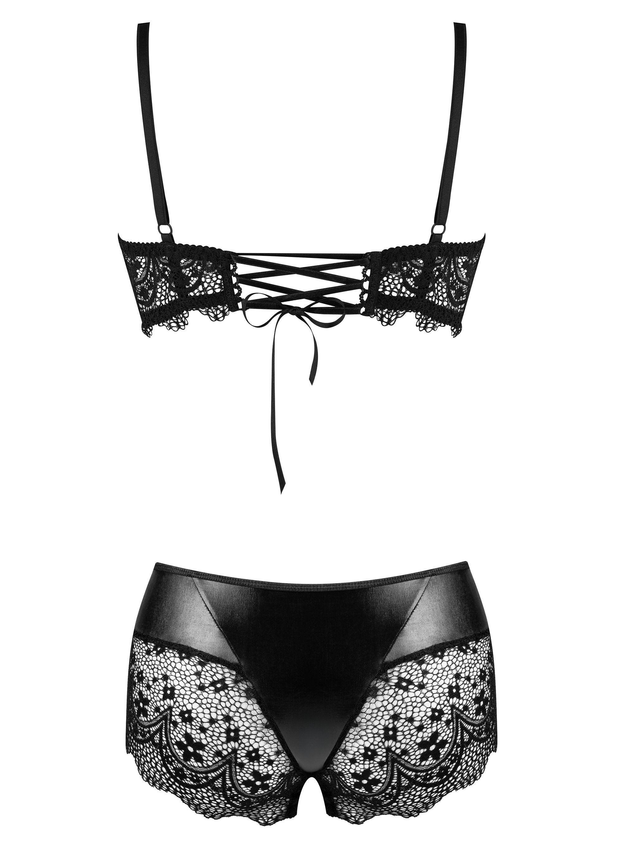 Beauty Night Fashion Set: Bügel-BH Dessous-Set Charm schwarz BH + Panty mit (Set)