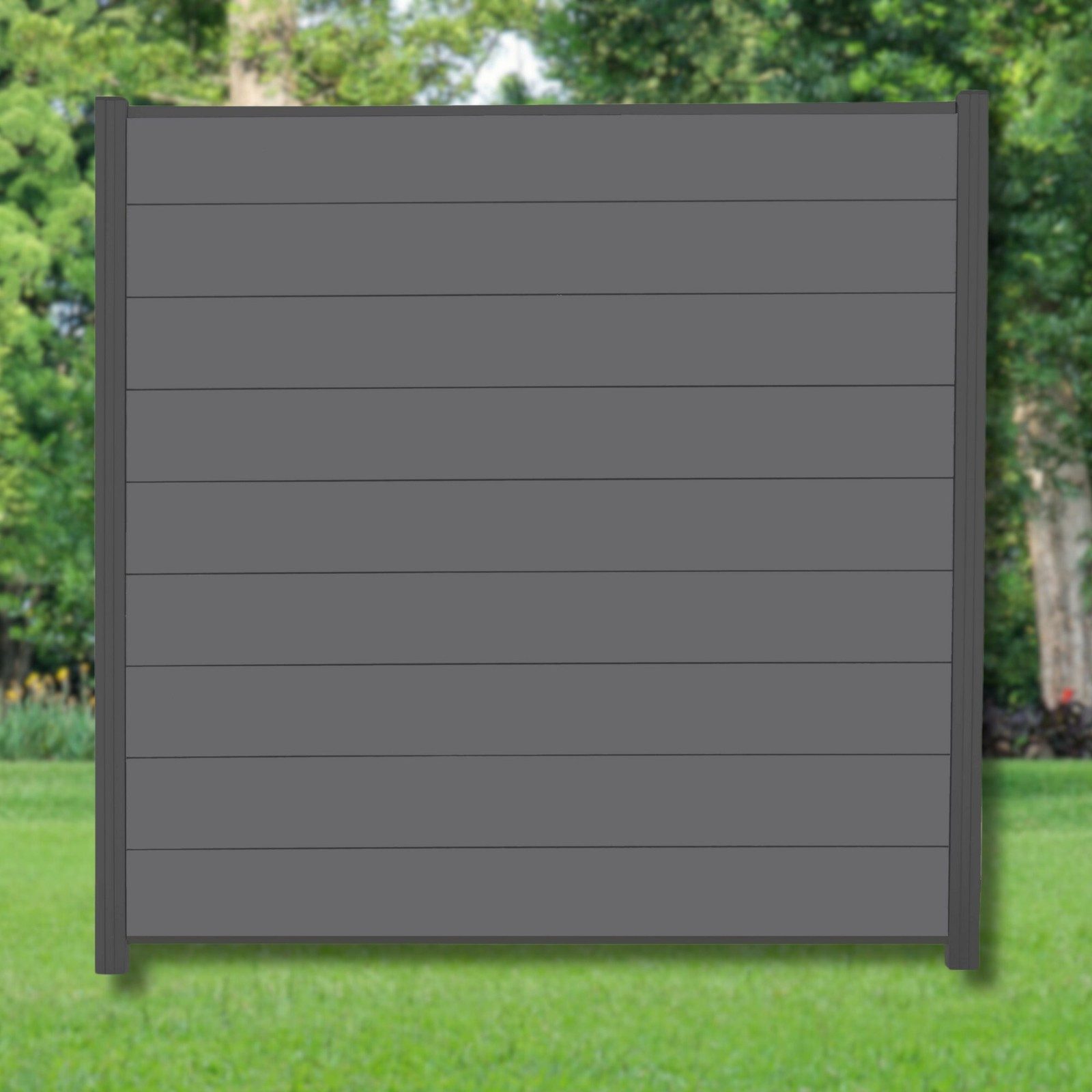 WPC Profi Zaun Komplettset Sichtschutzzaun Gartenzaun Alupfosten Anthrazit 180x180cm, (Komplettset, mit Start- und Abschlussleisten, Pfosten und Zubehör)