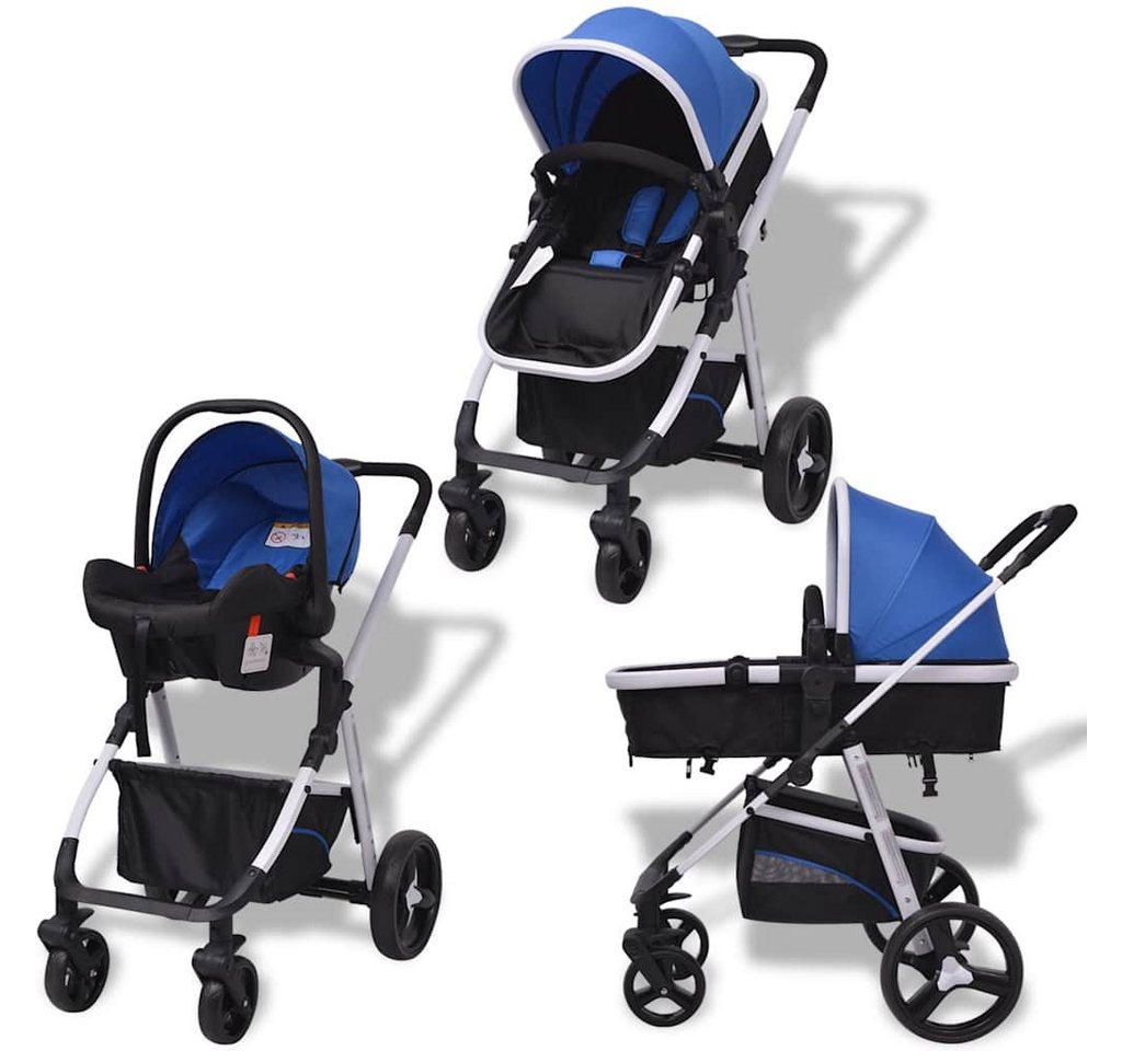 Thumbnail - vidaXL Kinder-Buggy 3-in-1 Kinderwagen Aluminium Blau und Schwarz