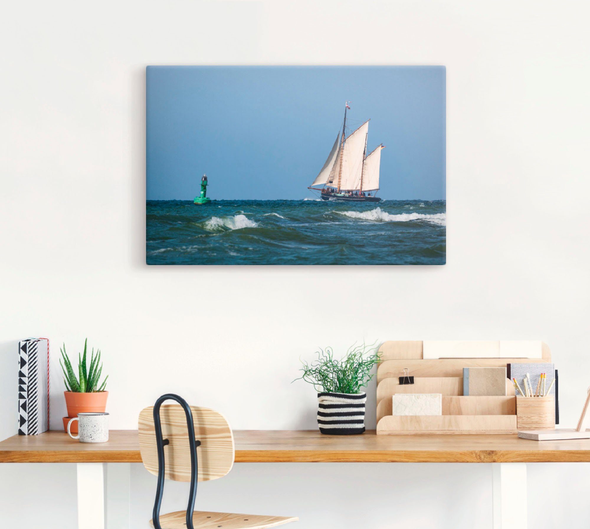 Artland Leinwandbild Segelschiff auf der Ostsee, Boote & Schiffe (1 St), auf Holzrahmen gespannt