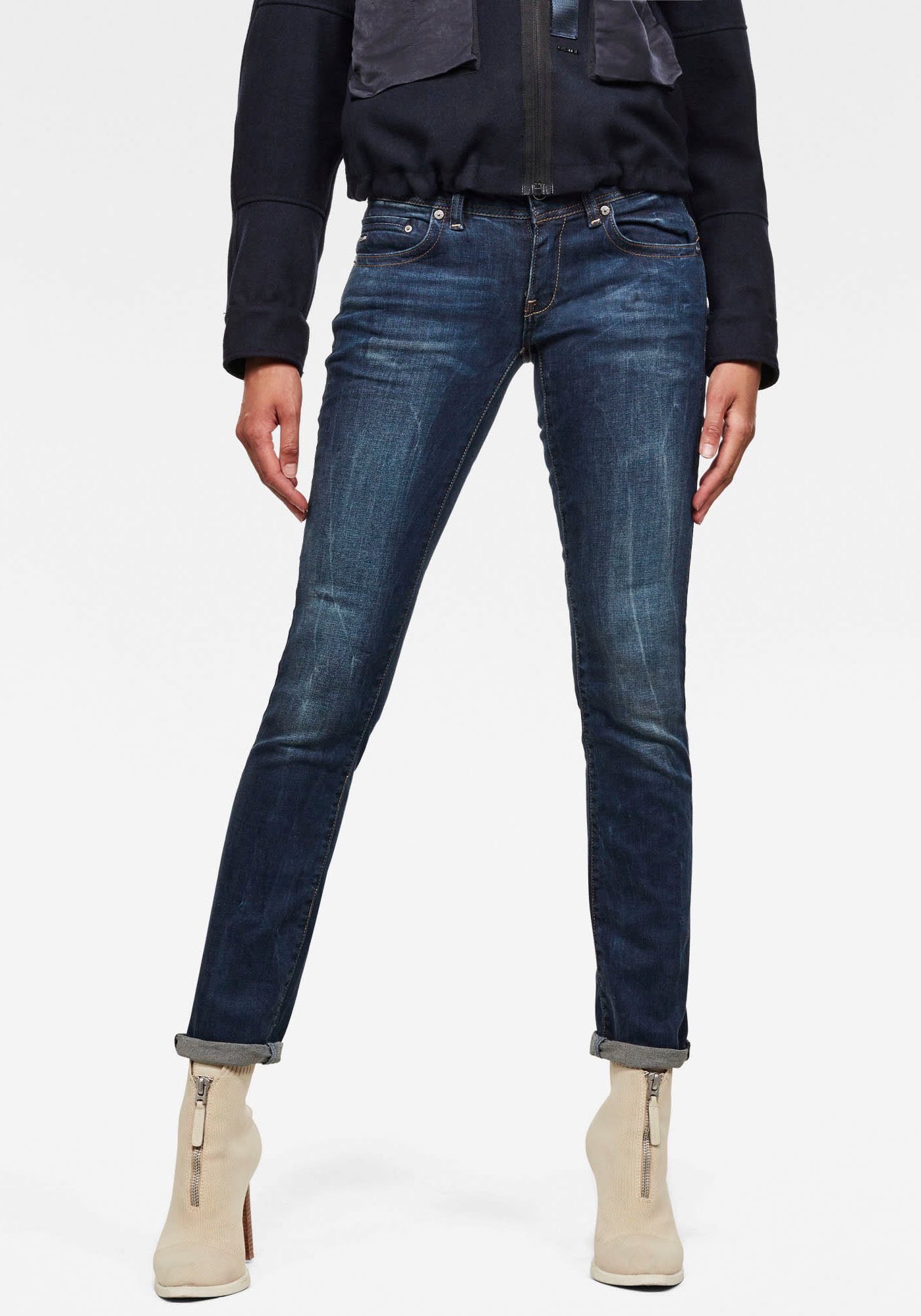 G-Star RAW Straight-Jeans Midge 5-Pocket-Design Saddle Straight Steppnähten mit markanten