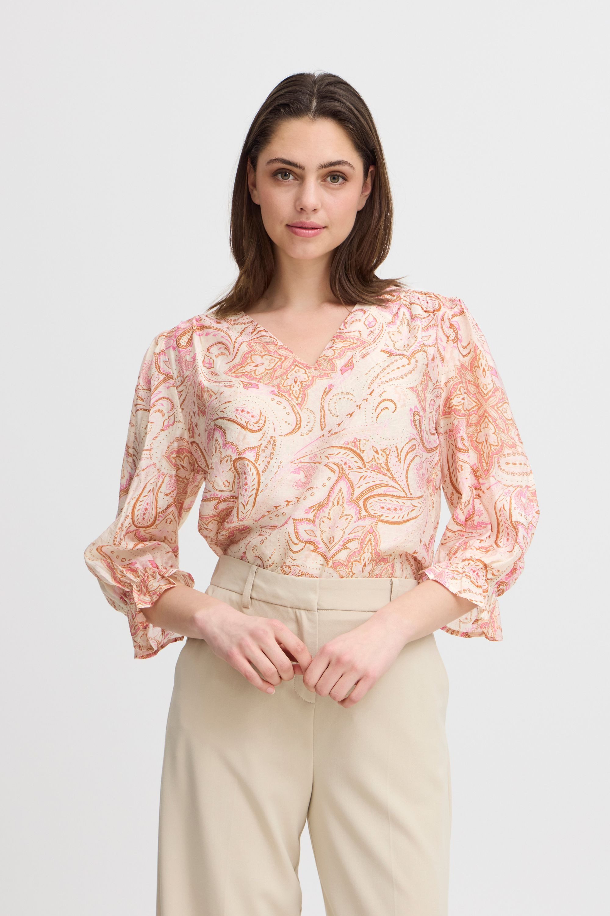 b.young Kurzarmbluse BYFAIRYDAY BLOUSE Moderne Bluse mit V-Ausschnitt