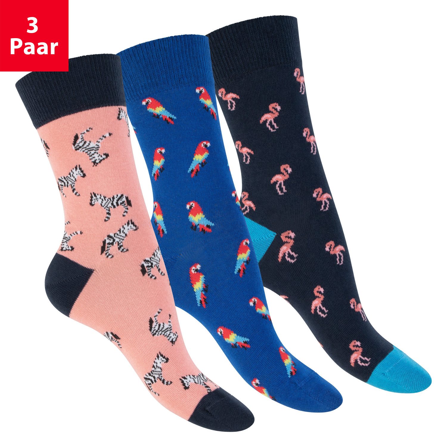Footstar Basicsocken Damen/Herren Bunte Motiv Socken Funny Baumwollsocken