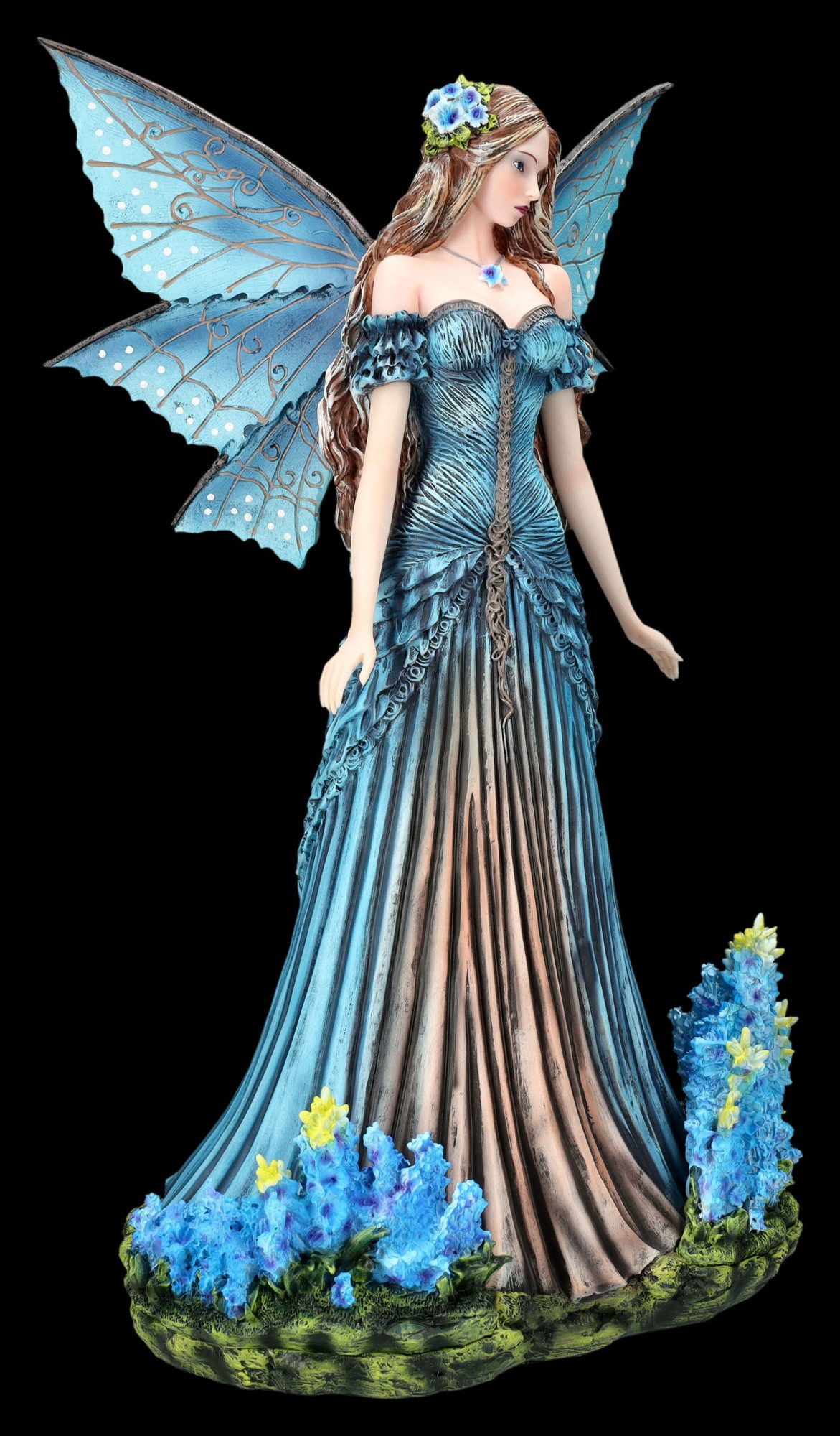 Figuren Shop GmbH Fantasy-Figur Elfen Figur blau - Lavendel Fee magische Dekofigur Fantasy Dekoration