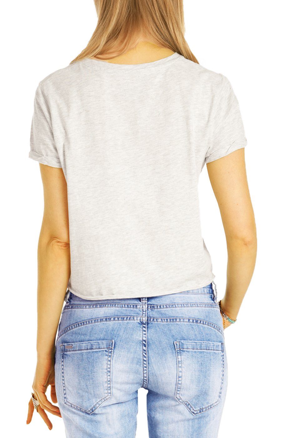 Boyfriend - weiß Stoffhose - Hose mit styled be Knopfleiste vordere Knopfleiste j30L-3 Jeans Damen Waist Medium