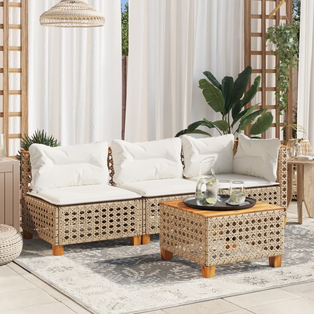 vidaXL Loungesofa Garten-Ecksofa mit Kissen Beige günstig online kaufen