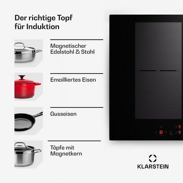 Klarstein Induktions-Kochfeld CP4-Delica-70BK-Hybr CP4-Delica-70BK-Hybr, Kochfelder Induktion Hob Flex 4 Zonen 7000 W