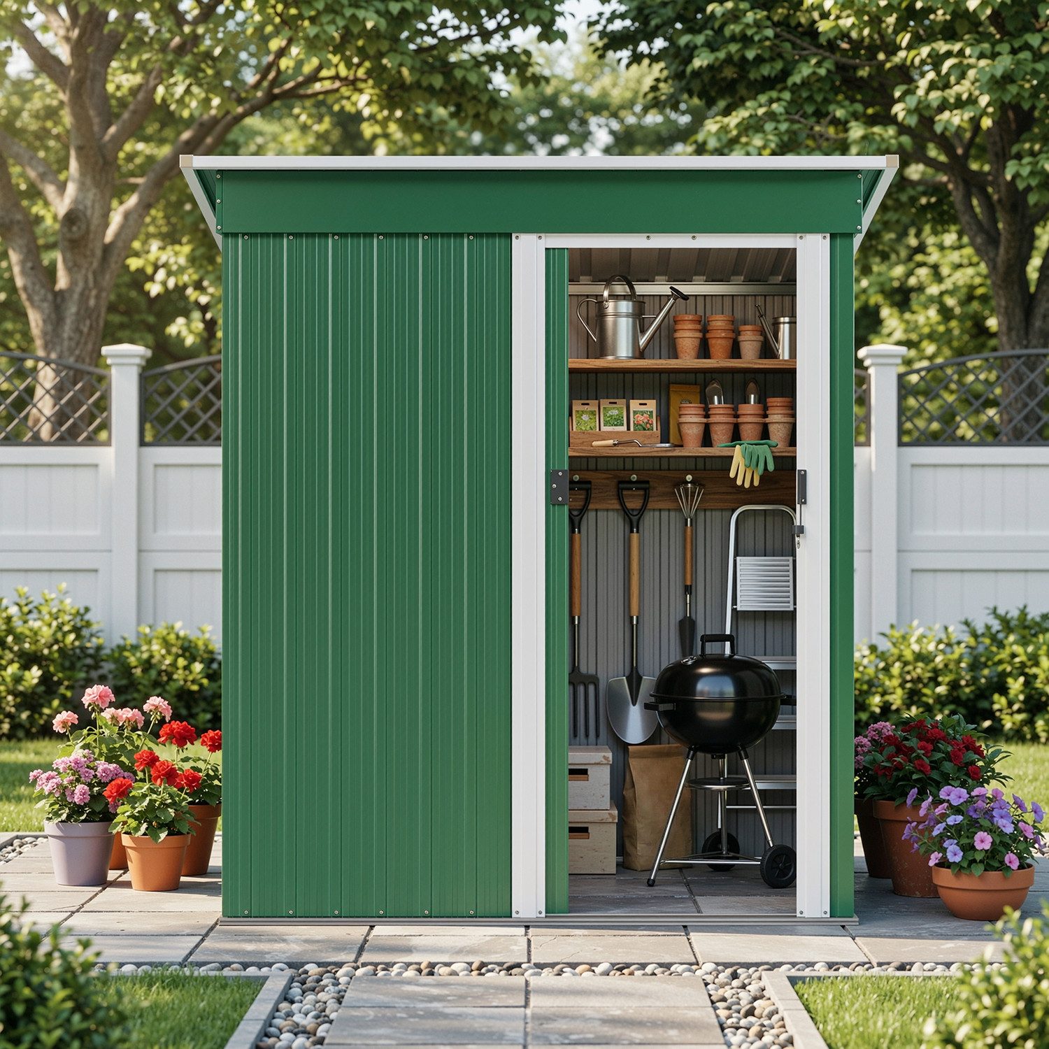 Bealife Gartenhaus Robuster Metall-Gartengeräteschuppen 163 x 77 x 170 cm