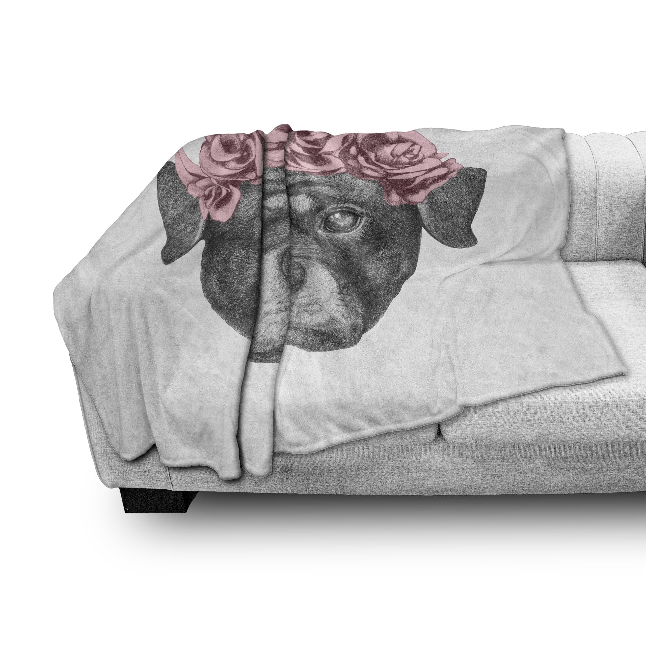 Hund Portrait Roses in Abakuhaus, Innen- Plüsch und Wohndecke Außenbereich, für von Gemütlicher Rottweiler den