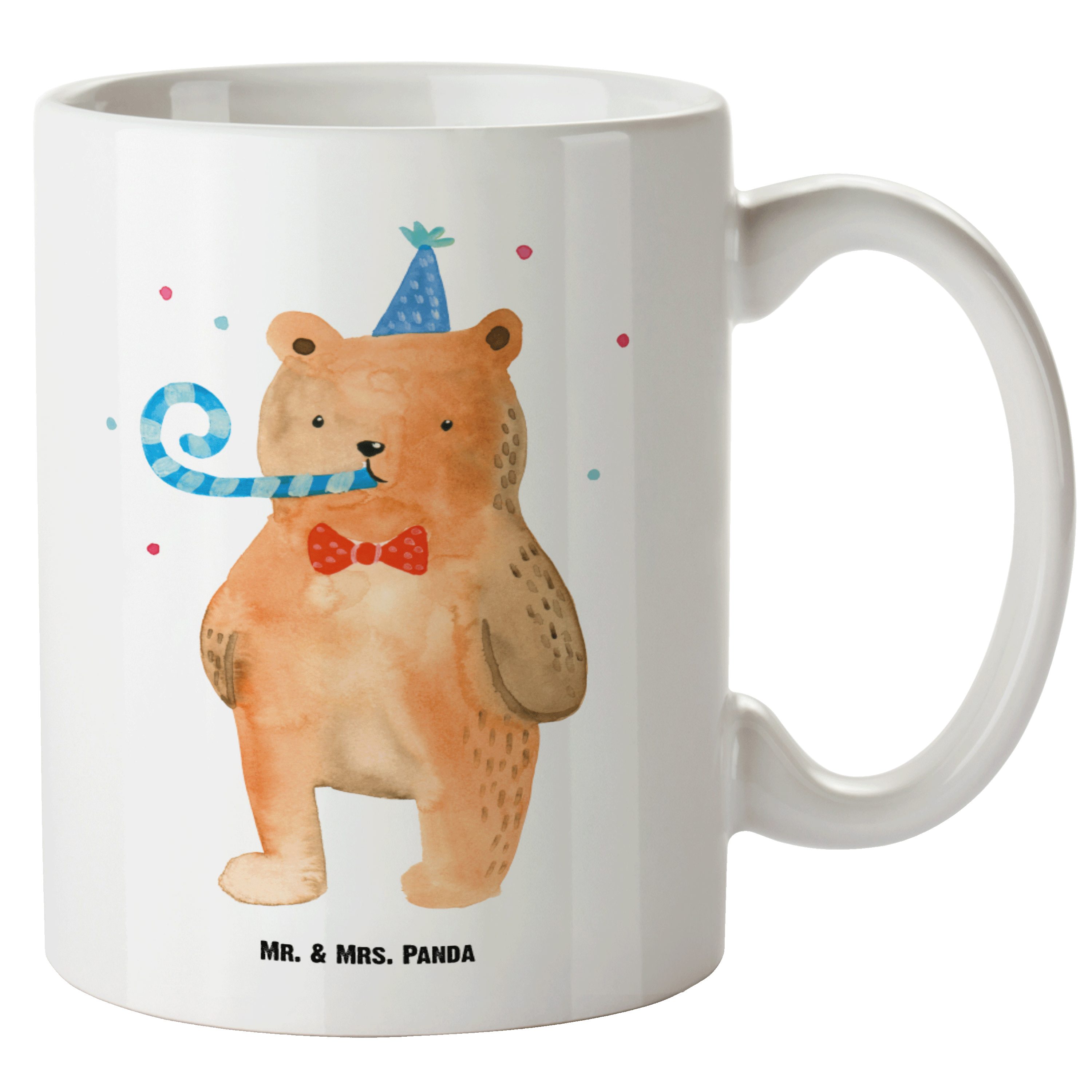 Mr. & Mrs. Panda Tasse Birthday Bär - Weiß - Geschenk, Happy Birthday, XL Becher, Teddybär, XL Tasse Keramik