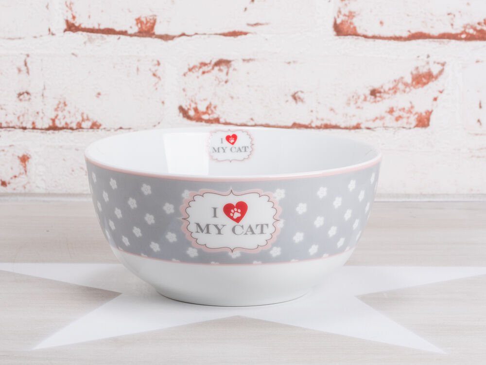 Krasilnikoff Schale Krasilnikoff Schale Happy Bowl - I LOVE MY CAT - Blumen