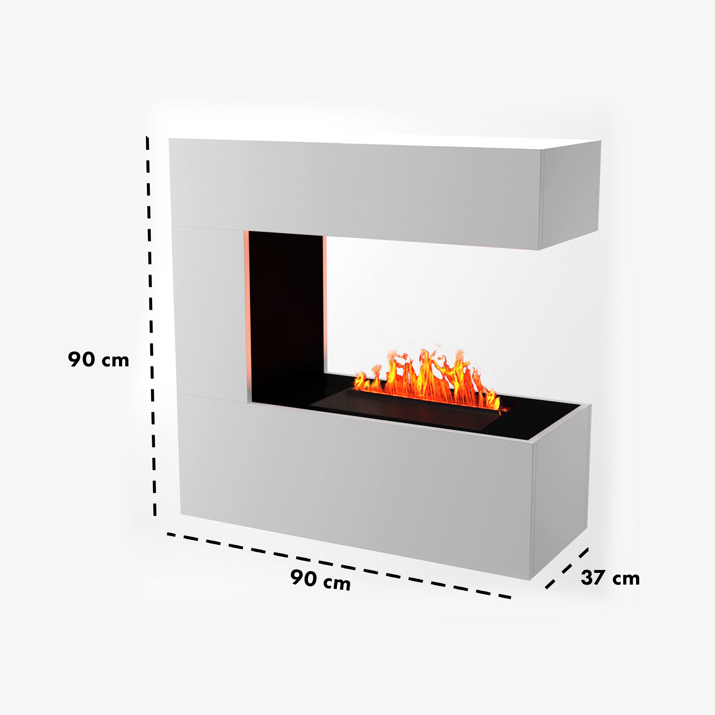 GLOW FIRE Elektrokamin Schiller hängend Wasserdampf Kamin, Wandkamin, Elektrischer Kamin, Wasserdampfkamin mit 3D Feuer und Knisterfunktion