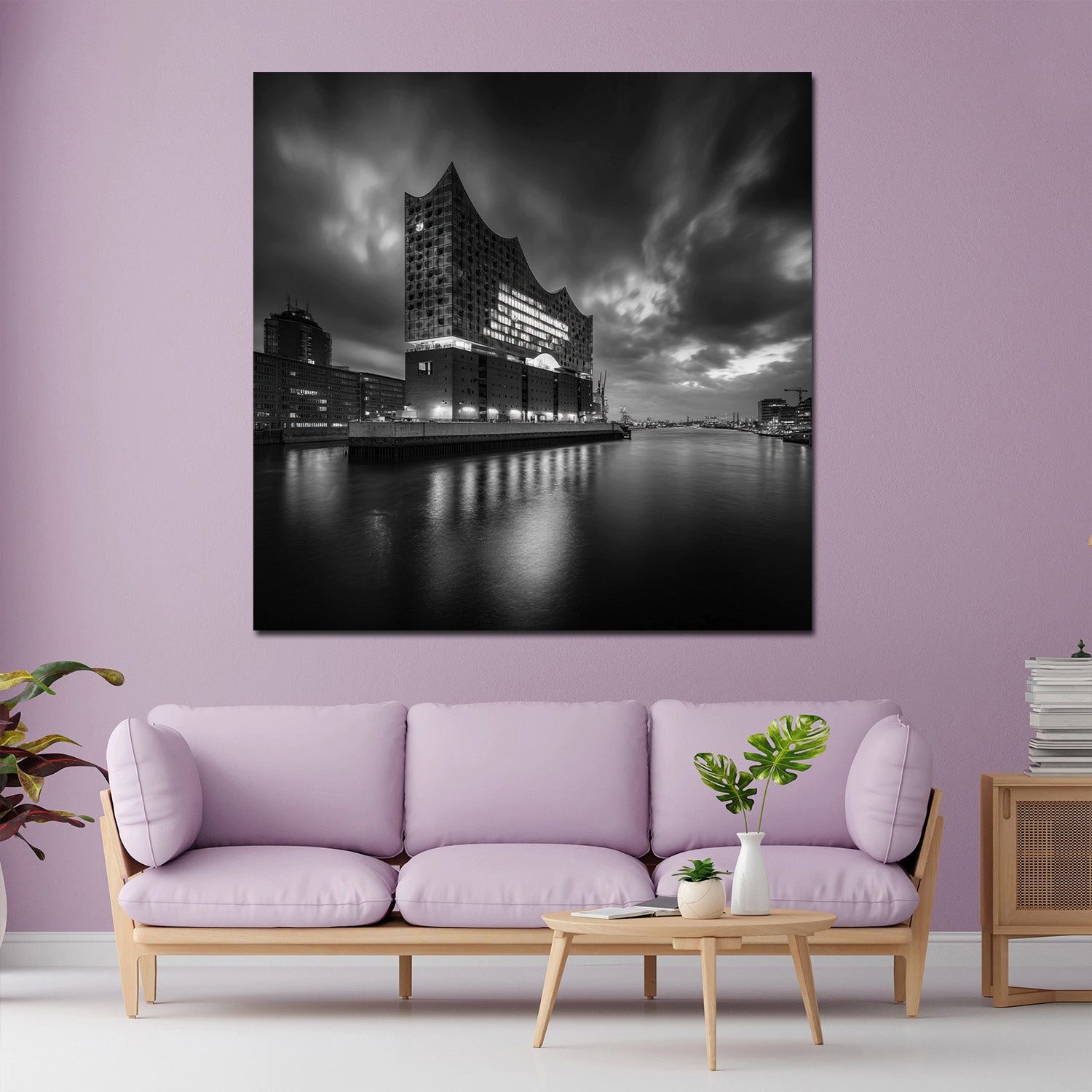 Artedinoi Leinwandbild Elbphilharmonie Hamburg schwarz weiß Leinwandbild Wandbild Kunstdruck, Elbphilharmonie Hamburg in Schwarz-Weiß
