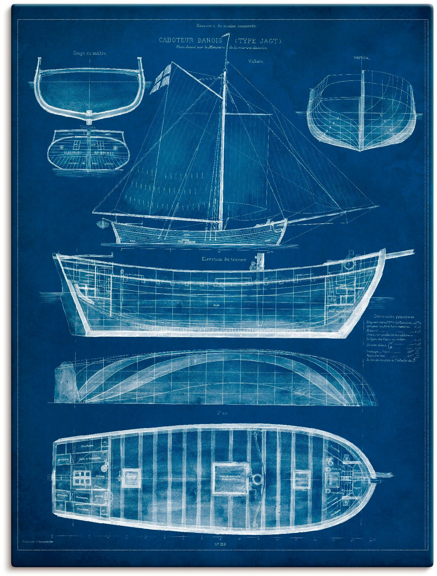 Schiffe als Entwurf Wandbild Boote Leinwandbild, Größen Antikes für Wandaufkleber ein oder St), Poster Alubild, in Artland Schiff II, & (1 versch.