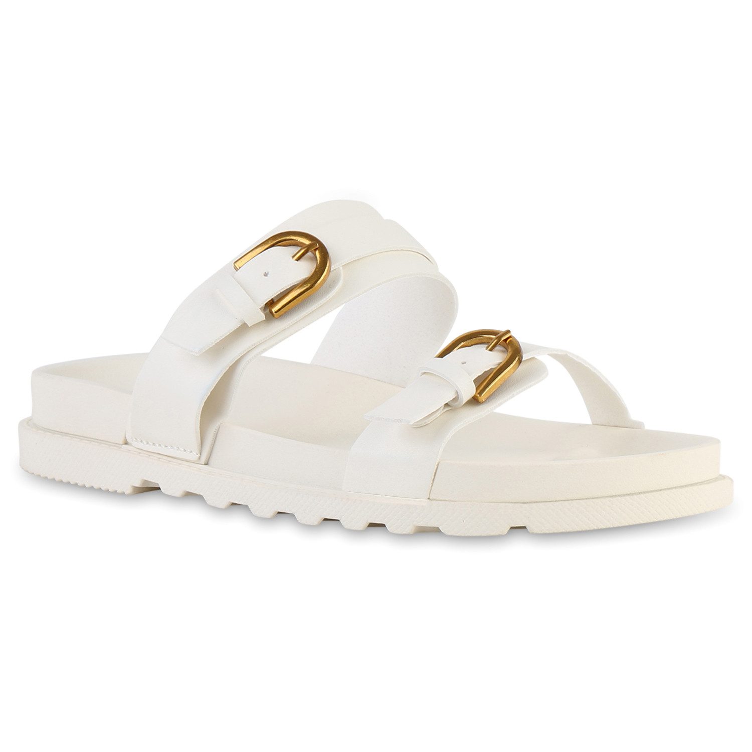 VAN HILL 841594 Pantolette Damen Мулы Сандалии Bequeme Schnallen Profil-Sohle