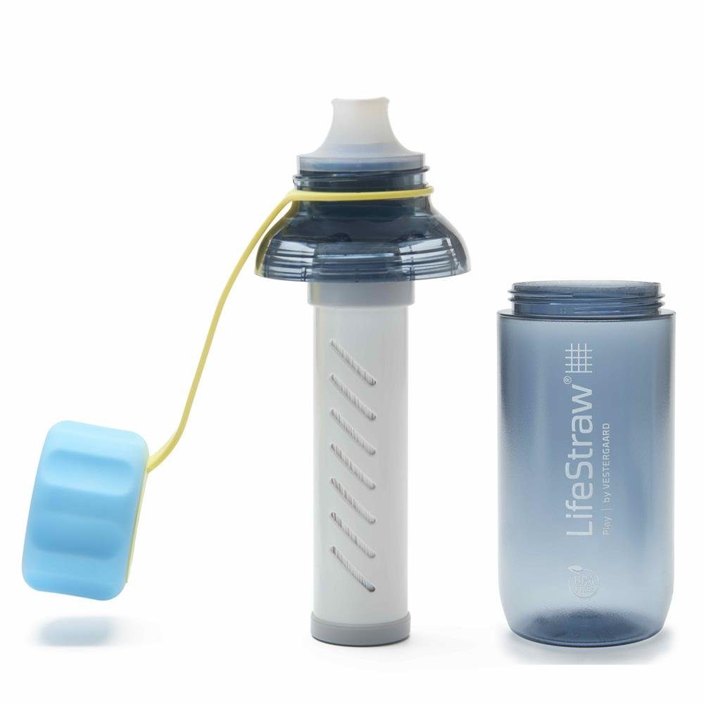 LifeStraw Trinkflasche Play, mit 2 Stufen, Filter, 300 ml, Stormy, Wasserfilter, Blau