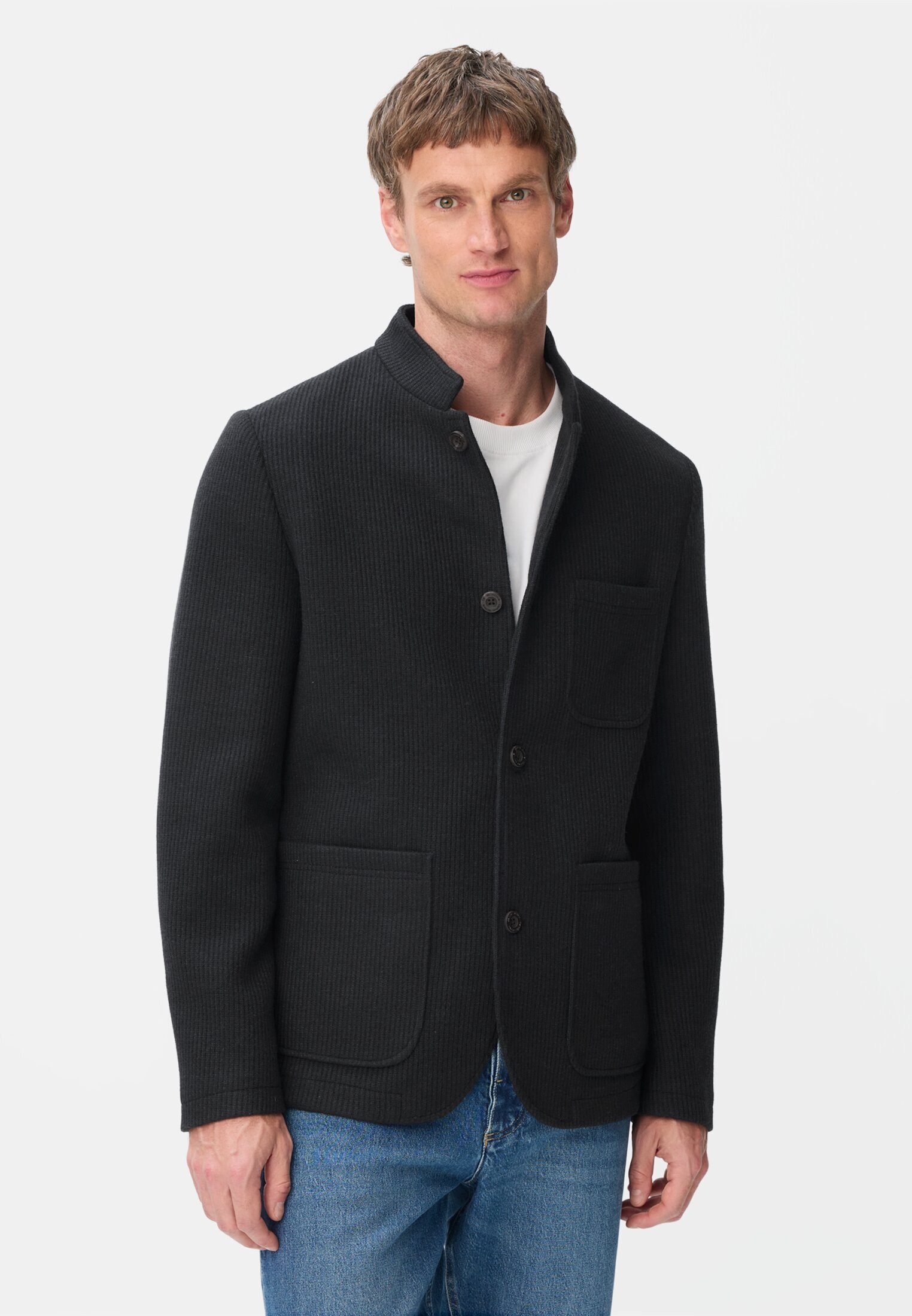 camel active Baumwollsakko mit Stehkragen Langarm Blazer_Jackenblazer